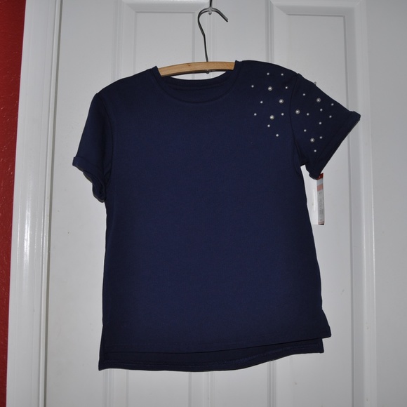 New CAT & JACK Short-Sleeve Pearl Detail Top NWT - Picture 3 of 6